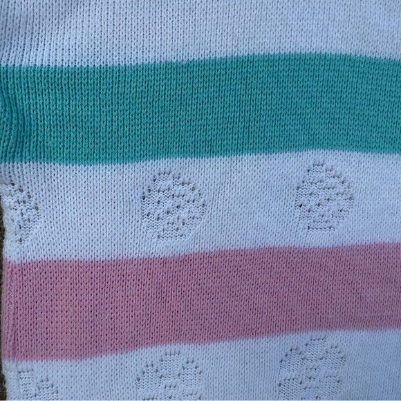Vintage Striped Sweater white peach teal Coastal Grandma  medium Separate Scene - Picture 4 of 6
